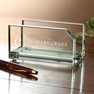 Engraved Glass Business Card Holder Personalize with any engraved initial, name and one line of text