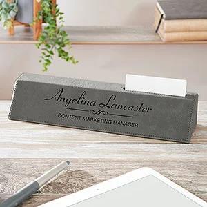 engraved name card holder, personalized business desk name plate with card holder